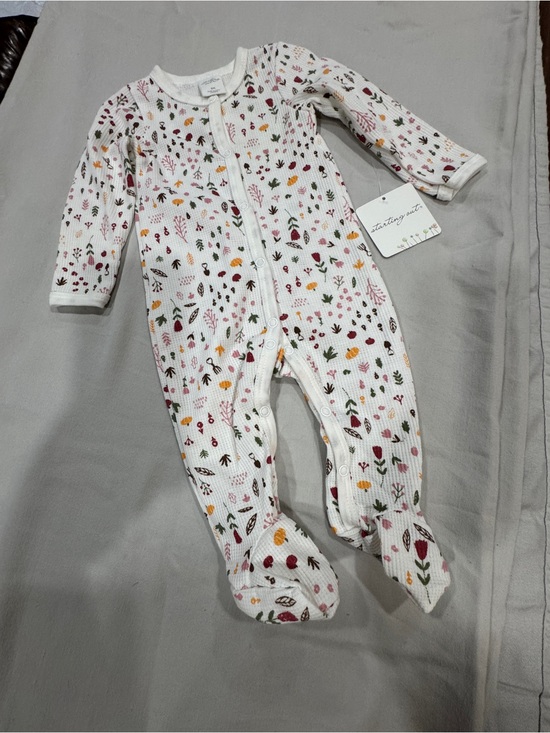 Starting Out Other - Starting Out White Floral Footed One-Piece with Multicolor Blooms